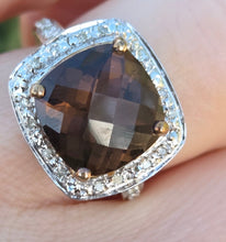 Load image into Gallery viewer, 2632; Vintage 9ct Gold Cushion Cut Smokey Quartz Diamonds Cocktail Ring