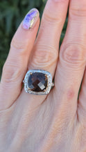 Load image into Gallery viewer, 2632; Vintage 9ct Gold Cushion Cut Smokey Quartz Diamonds Cocktail Ring