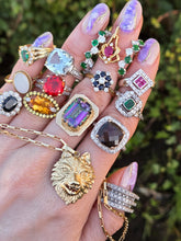 Load image into Gallery viewer, 2951: Vintage 14ct White Gold Blue Aquamarine (6.57ct) Diamonds Cocktail Ring