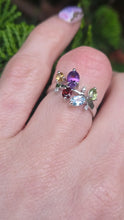 Load image into Gallery viewer, 2655: Vintage 9ct white Gold Abstract Multi-Gem Dress Ring
