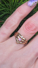 Load image into Gallery viewer, 2939: 9ct Gold Chocolate Diamonds Pink Topaz Geometric Set Ring