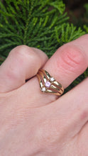 Load image into Gallery viewer, 2939: 9ct Gold Chocolate Diamonds Pink Topaz Geometric Set Ring