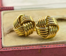 Load image into Gallery viewer, 2636: Vintage, Classic 18ct Gold Woven Lovers Knot Stud Earrings- Pristine