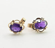 Load image into Gallery viewer, 2664: Vintage 9ct Gold Amethyst Stud Earrings