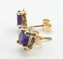 Load image into Gallery viewer, 2664: Vintage 9ct Gold Amethyst Stud Earrings