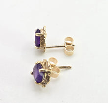 Load image into Gallery viewer, 2664: Vintage 9ct Gold Amethyst Stud Earrings