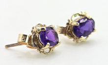 Load image into Gallery viewer, 2664: Vintage 9ct Gold Amethyst Stud Earrings