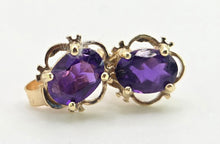 Load image into Gallery viewer, 2664: Vintage 9ct Gold Amethyst Stud Earrings