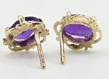Load image into Gallery viewer, 2664: Vintage 9ct Gold Amethyst Stud Earrings