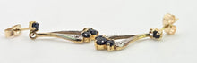 Load image into Gallery viewer, 2809: Vintage 9ct Gold Blue Sapphires Diamonds Drop Stud Earrings
