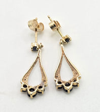 Load image into Gallery viewer, 2809: Vintage 9ct Gold Blue Sapphires Diamonds Drop Stud Earrings