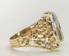 Load image into Gallery viewer, 2817: Vintage 9ct Gold Blue Sapphires Natural Diamonds Horseshoe Ring