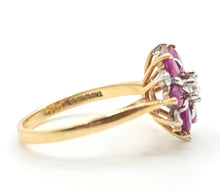 Load image into Gallery viewer, 2966- Vintage 18ct Gold Rubies Diamonds Flower Head Ring
