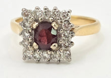 Load image into Gallery viewer, 2968- Vintage 18ct Gold Art Deco Style Garnets Diamonds Ring- From 1975