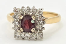 Load image into Gallery viewer, 2968- Vintage 18ct Gold Art Deco Style Garnets Diamonds Ring- From 1975