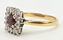 Load image into Gallery viewer, 2968- Vintage 18ct Gold Art Deco Style Garnets Diamonds Ring- From 1975