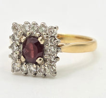 Load image into Gallery viewer, 2968- Vintage 18ct Gold Art Deco Style Garnets Diamonds Ring- From 1975