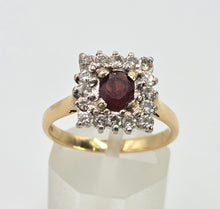 Load image into Gallery viewer, 2968- Vintage 18ct Gold Art Deco Style Garnets Diamonds Ring- From 1975