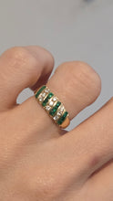 Load image into Gallery viewer, 1105 Vintage: 18ct Gold Emeralds & Natural Sparkling Diamonds Dress Ring