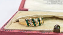 Load image into Gallery viewer, 1105 Vintage: 18ct Gold Emeralds & Natural Sparkling Diamonds Dress Ring