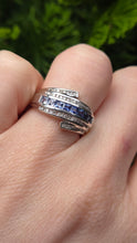 Load image into Gallery viewer, 2646: 14ct White Gold Cornflower Blue Sapphire 32 Diamonds Dress Ring