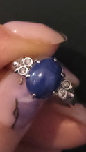 Load image into Gallery viewer, 2907: Vintage Rare 18ct White Gold Cabochon Cut Blue Star Sapphire Diamond Accents- crisp, clean, eye candy
