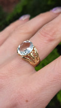 Load image into Gallery viewer, 2948: Vintage 14ct Gold Large Pale Blue Aquamarine (3.67ct) Openwork Cocktail Ring