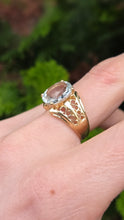 Load image into Gallery viewer, 2948: Vintage 14ct Gold Large Pale Blue Aquamarine (3.67ct) Openwork Cocktail Ring