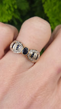 Load image into Gallery viewer, 2649: Vintage 18ct Gold Cornflower Blue Sapphires 24 Diamonds Art Deco Style Ring