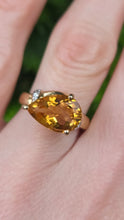 Load image into Gallery viewer, 2729: Vintage Pear Cut Yellow Citrine Glacier Topaz Cocktail Ring