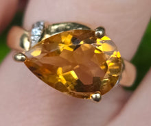 Load image into Gallery viewer, 2729: Vintage Pear Cut Yellow Citrine Glacier Topaz Cocktail Ring