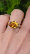 Load image into Gallery viewer, 2729: Vintage Pear Cut Yellow Citrine Glacier Topaz Cocktail Ring
