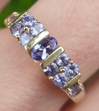 Load image into Gallery viewer, 2766: Vintage 9ct Gold Violet Blue Tanzanites Stacker/Half Eternity Ring