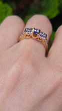 Load image into Gallery viewer, 2766: Vintage 9ct Gold Violet Blue Tanzanites Stacker/Half Eternity Ring