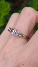 Load image into Gallery viewer, 2766: Vintage 9ct Gold Violet Blue Tanzanites Stacker/Half Eternity Ring