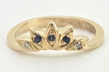 Load image into Gallery viewer, 2823: Vintage 9ct Gold Tiara Sapphire Diamonds Dress Ring