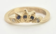 Load image into Gallery viewer, 2823: Vintage 9ct Gold Tiara Sapphire Diamonds Dress Ring