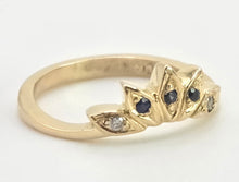 Load image into Gallery viewer, 2823: Vintage 9ct Gold Tiara Sapphire Diamonds Dress Ring