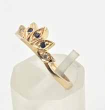 Load image into Gallery viewer, 2823: Vintage 9ct Gold Tiara Sapphire Diamonds Dress Ring