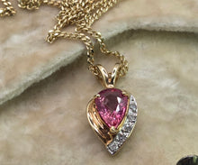 Load image into Gallery viewer, 2837 Vintage 18ct Gold Necklace & Pendant Pink Sapphire Diamonds
