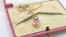 Load image into Gallery viewer, 2837 Vintage 18ct Gold Necklace & Pendant Pink Sapphire Diamonds