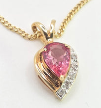 Load image into Gallery viewer, 2837 Vintage 18ct Gold Necklace & Pendant Pink Sapphire Diamonds