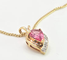 Load image into Gallery viewer, 2837 Vintage 18ct Gold Necklace & Pendant Pink Sapphire Diamonds