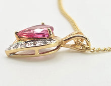Load image into Gallery viewer, 2837 Vintage 18ct Gold Necklace & Pendant Pink Sapphire Diamonds