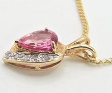 Load image into Gallery viewer, 2837 Vintage 18ct Gold Necklace & Pendant Pink Sapphire Diamonds