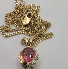 Load image into Gallery viewer, 2837 Vintage 18ct Gold Necklace & Pendant Pink Sapphire Diamonds