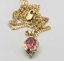 Load image into Gallery viewer, 2837 Vintage 18ct Gold Necklace & Pendant Pink Sapphire Diamonds