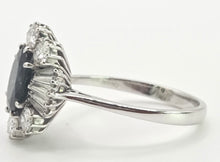 Load image into Gallery viewer, 2898: Vintage 18ct White Gold Natural Diamonds (2.1ct) Sapphire Diana Style Cluster Ring