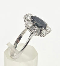 Load image into Gallery viewer, 2898: Vintage 18ct White Gold Natural Diamonds (2.1ct) Sapphire Diana Style Cluster Ring