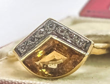 Load image into Gallery viewer, 2952: Vintage & Rare Hessonite Garnet Sparkling Natural Diamonds Statement Ring